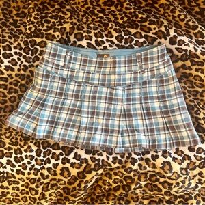 Hollister Blue and Brown Plaid Mini Skirt